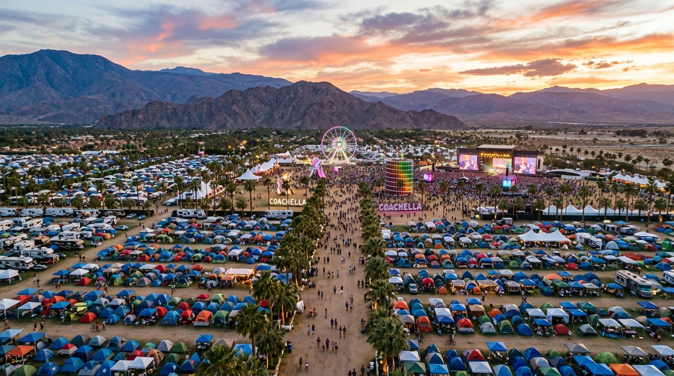 Coachella festival campgrounds aerial view