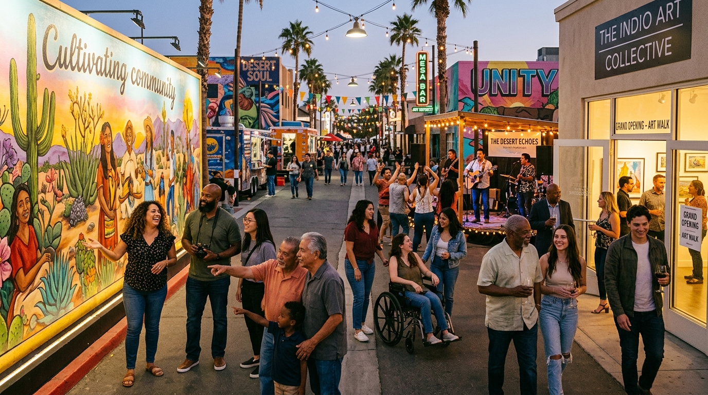 Community enjoying downtown Indio art scene