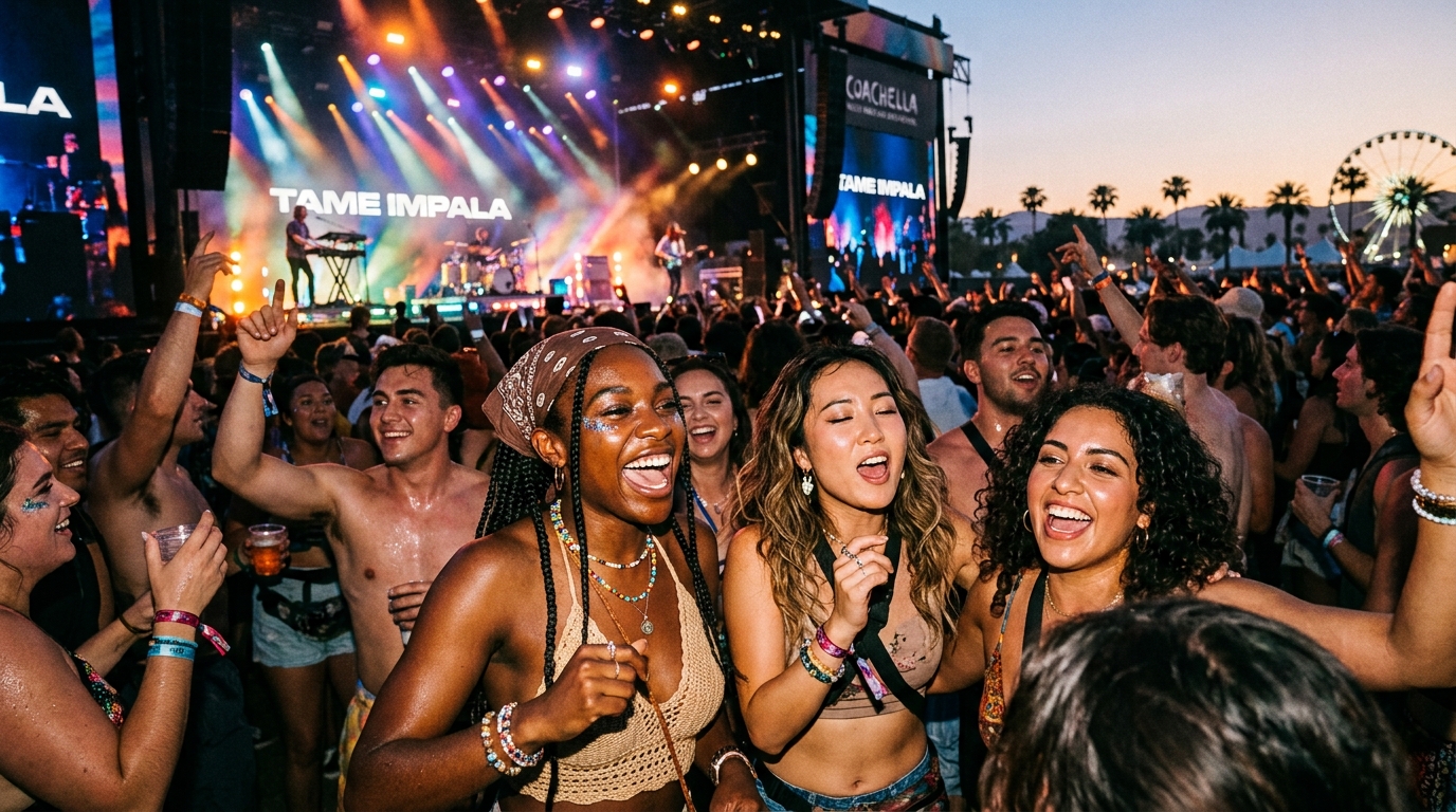 Festival attendees enjoying live music performance