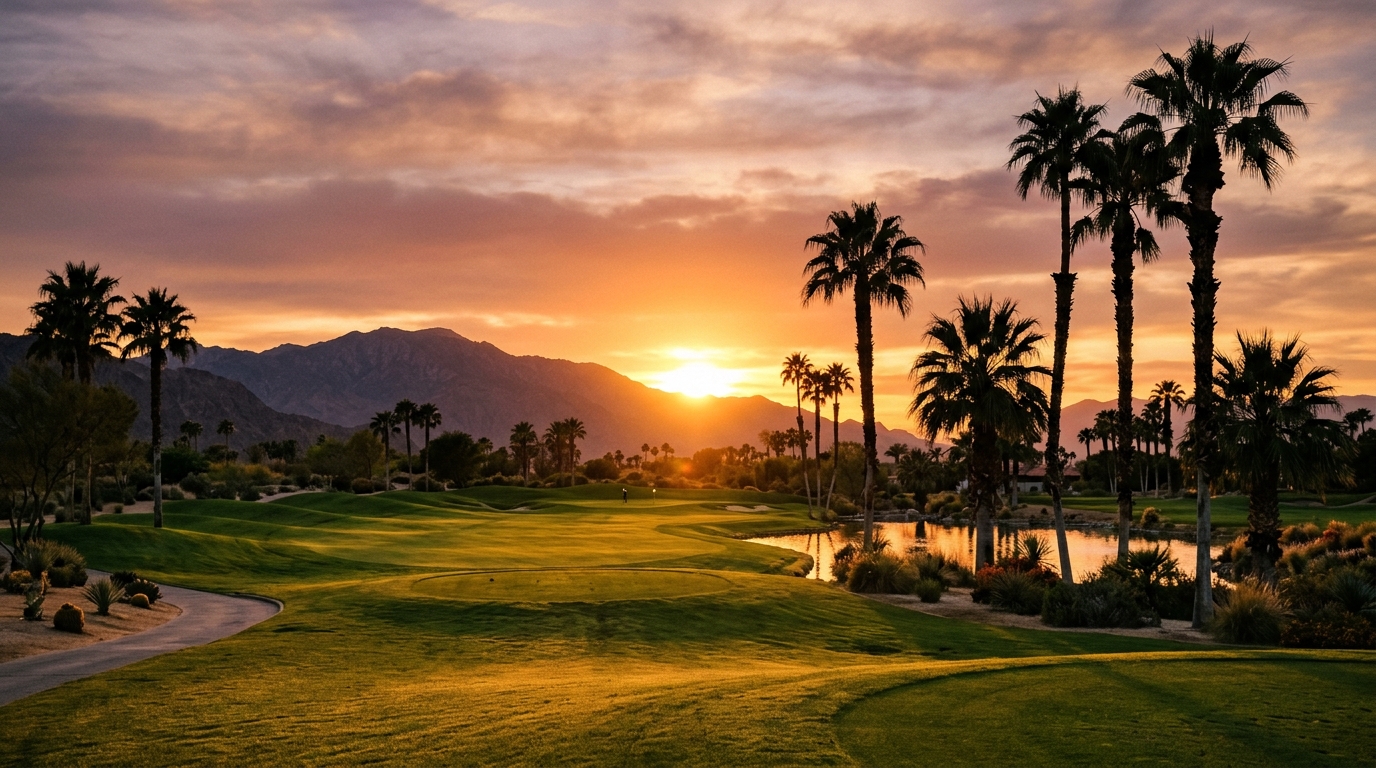 Golf course sunset in Indio