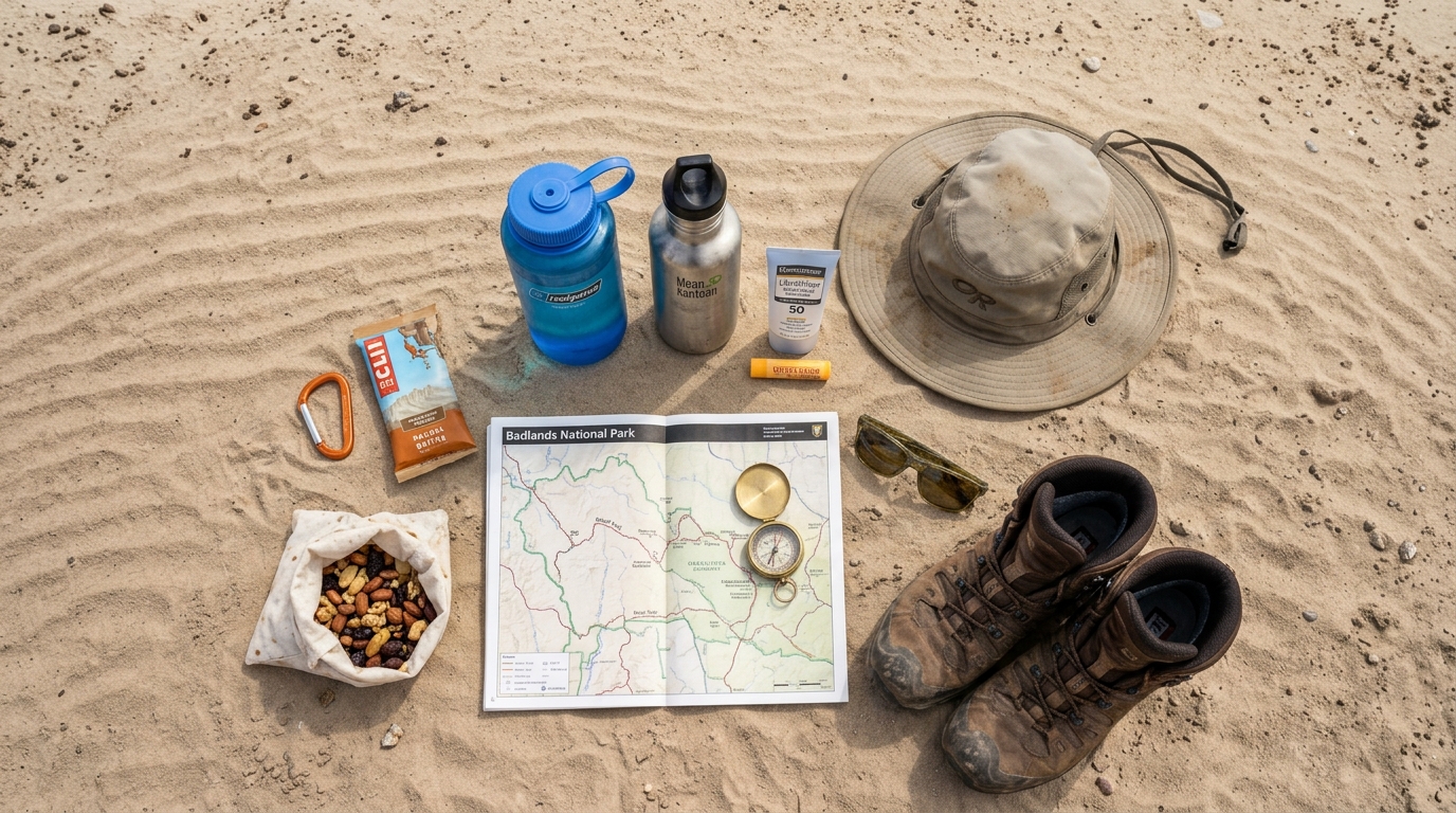 Hiking essentials for desert trail