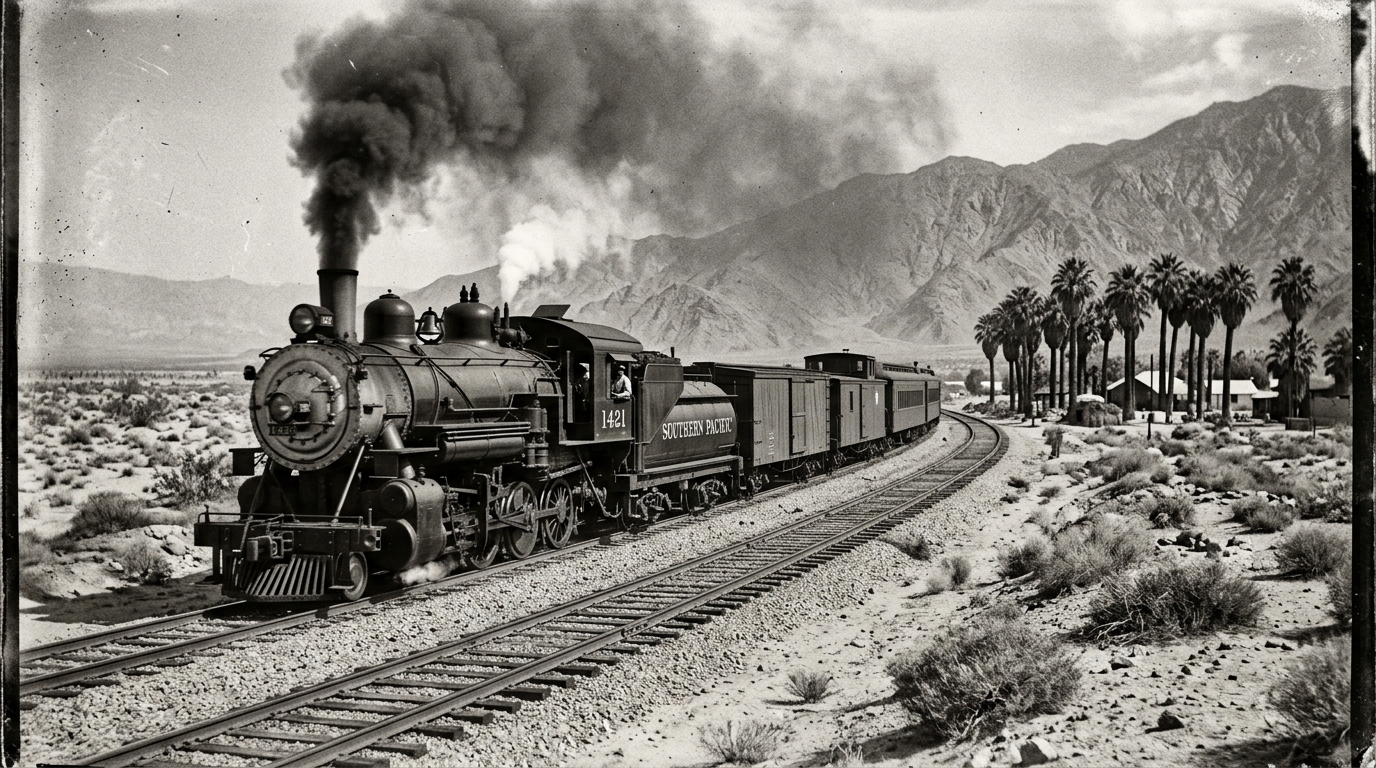 Historic steam locomotive in Coachella Valley