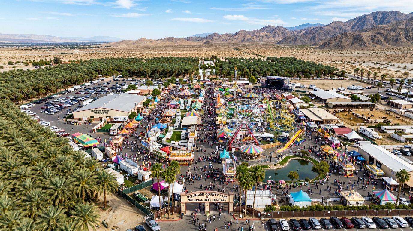 National Date Festival fairgrounds aerial view