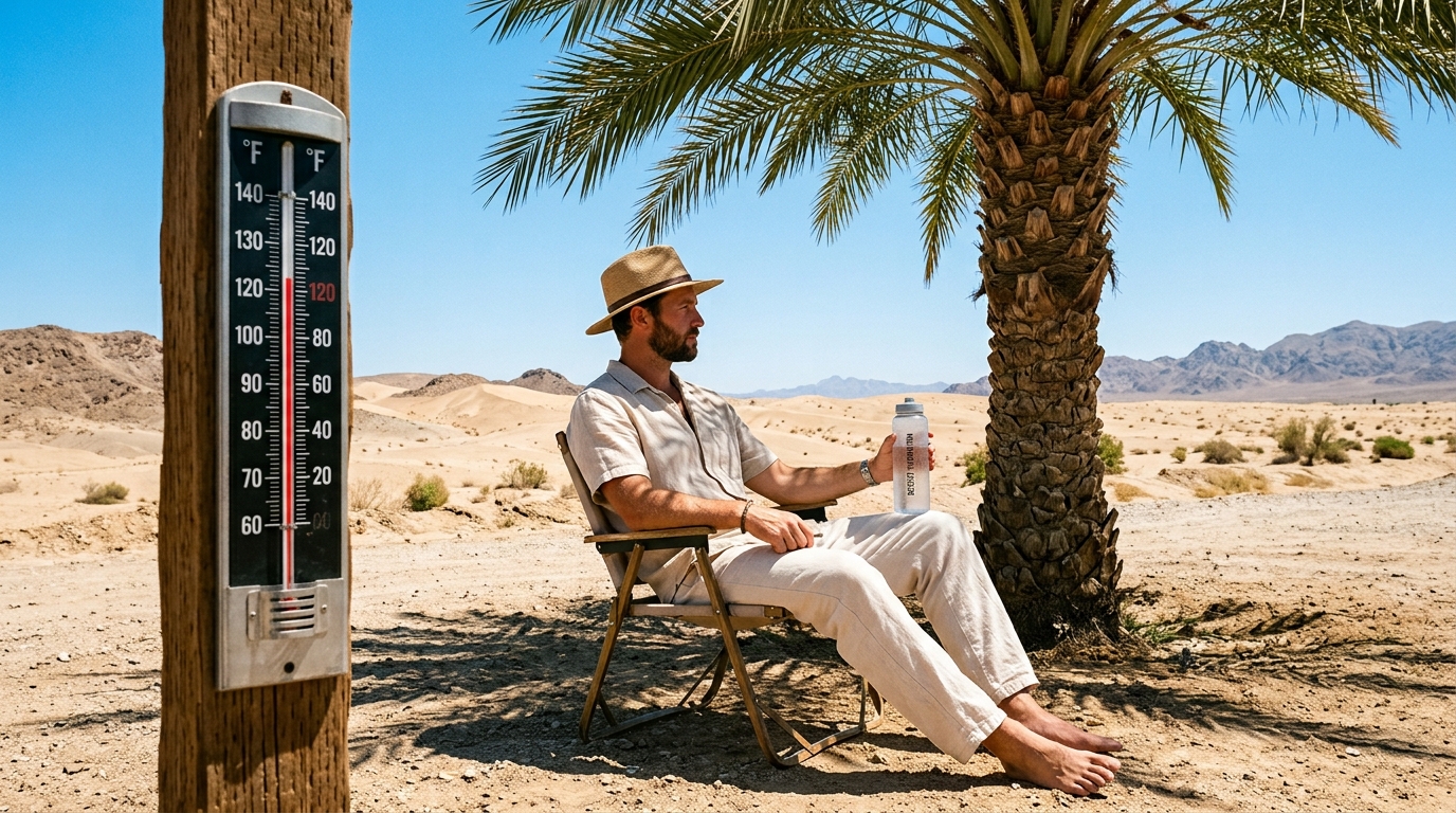 Person staying cool in Indio desert heat