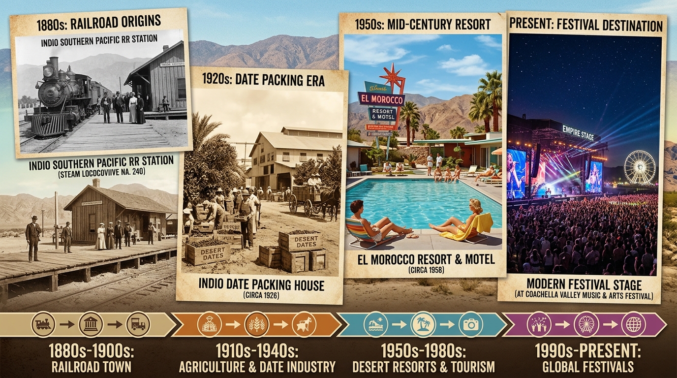 Timeline of Indio's historical evolution
